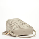 SUSU Anna Woven Leather Shoulder Crossbody Bag Grayish Beige