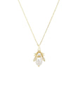 Latelita London Pearl Gemstone Bee Pendant Necklace Gold