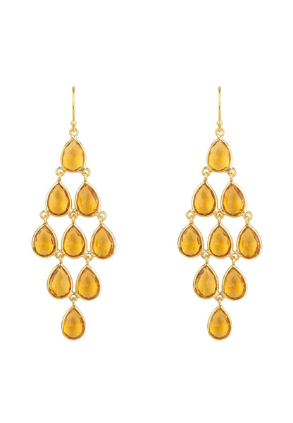 Latelita London Erviola Gemstone Cascade Earrings Gold Citrine