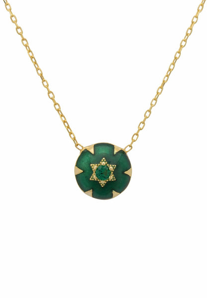 Latelita London Star of David Green Enamel Necklace Gold