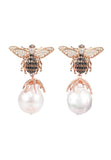 Latelita London Honey Bee Baroque Pearl Drop Earring Rosegold