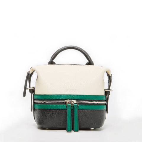 SUSU Ashley Small Leather Backpack Purse White Black Green