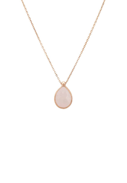 LAtelita London Petite Drop Necklace Rosegold Rose Quartz