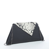 SUSU Angelica Leather Clutch Black Snakeskin Shoulder Chain Bag