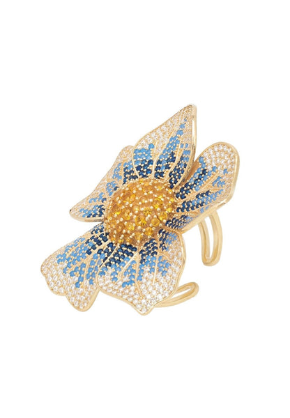 Latelita London Pansy Flower Blue Ring Gold