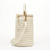 SUSU Elsa Basket Weave Leather Shoulder Bag Off-White