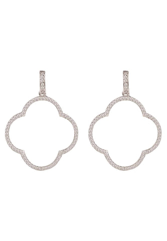 Latelita London Open Clover Large Drop Earrings White Cz Silver