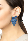 Latelita London Petal Cascading Flower Earrings Gold Sapphire Cz