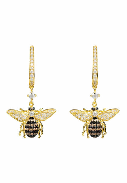 Latelita London Honey Bee Drop Earrings Gold