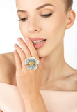 Latelita London Pansy Flower Blue Ring Gold