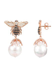 Latelita London Honey Bee Baroque Pearl Drop Earring Rosegold