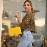 SUSU Josie Mustard Yellow Leather Chain Shoulder Bag