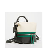 SUSU Ashley Small Leather Backpack Purse White Black Green