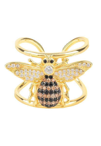 Latelita London Honey Bee Cocktail Ring Adjustable Gold