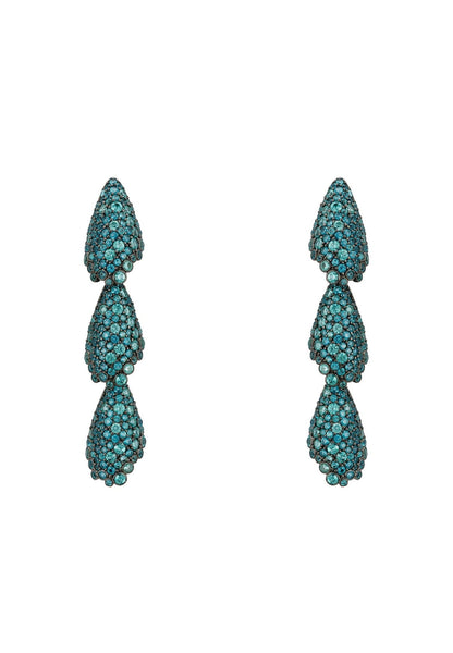 Latelita London Arabelle Aqua Earrings Silver Oxidised