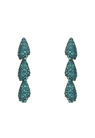 Latelita London Arabelle Aqua Earrings Silver Oxidised