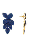 Latelita London Petal Cascading Flower Earrings Gold Sapphire Cz