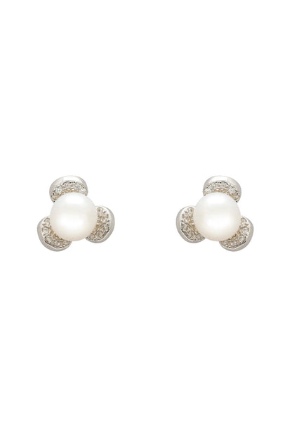 Latelita London Pearl Posy Stud Earrings Silver