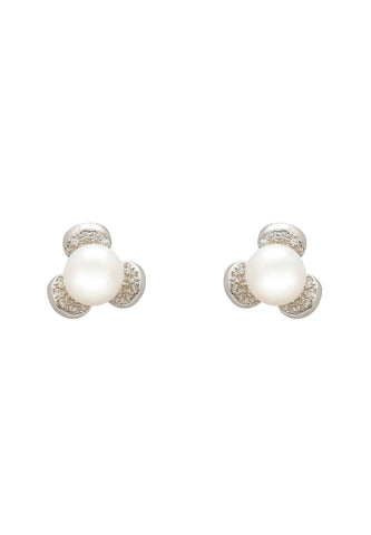 Latelita London Pearl Posy Stud Earrings Silver