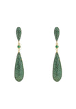 Latelita London Long Drop Earrings Emerald Green Cz