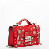 SUSU The Hollywood Studded Leather Crossbody Bag Red