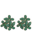 Latelita London Flowers Large Stud Earrings Gold Emerald Green