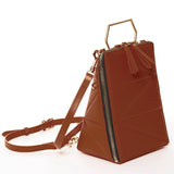 SUSU Heidi Brown Leather Convertible Backpack Shoulder Bag