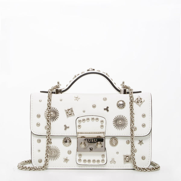 SUSU The Hollywood White Leather Crossbody Bag