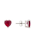 Latelita London Amore Heart Stud Earrings Ruby Silver