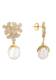 Latelita London Flowers Pearl Earrings Gold White