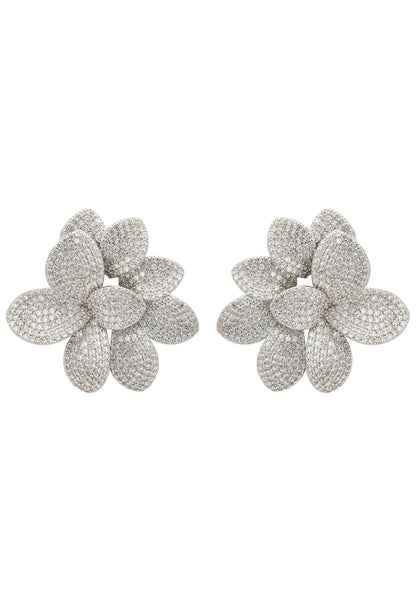 Latelita London Amaryllis Flower Large Stud Earrings Silver