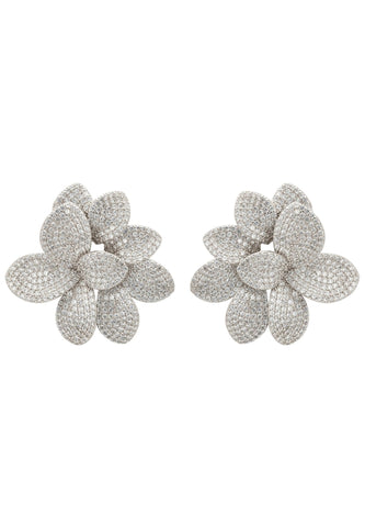 Latelita London Amaryllis Flower Large Stud Earrings Silver