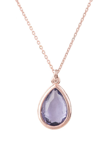 Latelita London Pisa Mini Teardrop Necklace Rosegold Amethyst