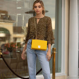 SUSU Josie Mustard Yellow Leather Chain Shoulder Bag