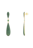 Latelita London Long Drop Earrings Emerald Green Cz