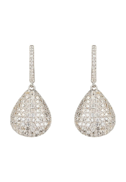 Latelita London Valerie Pear Drop Gemstone Earrings Silver White Cz