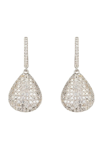 Latelita London Valerie Pear Drop Gemstone Earrings Silver White Cz