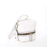 SUSU Ashley Small White Leather Convertible Backpack Shoulder Bag