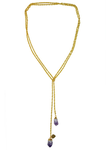 Gena Myint Amethyst Druzy Lariat Necklace