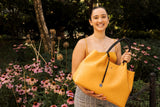 Gunas New York Naomi Yellow Vegan Leather Tote Bag