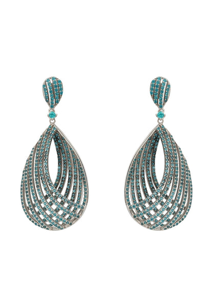 Latelita London Vortex Teardrop Earrings Aqua Silver