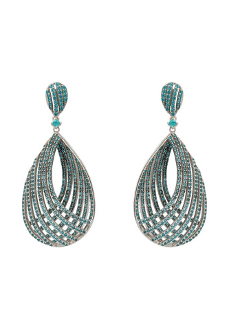 Latelita London Vortex Teardrop Earrings Aqua Silver