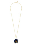 Latelita London Poppy Pendant Necklace Gold Sapphire Blue Cz