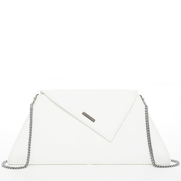 SUSU Angelica White Leather Clutch Shoulder Bag