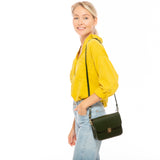 SUSU Nanah Dark Green Leather Shoulder Crossbody Bag