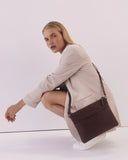 STITCH & HIDE LEATHER JULIETTE CROSSBODY/CLUTCH BAG - MOCHA BROWN - FREE KEYRING
