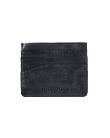 STITCH & HIDE LEATHER CLOVELLY CARD HOLDER INDIGO BLUE