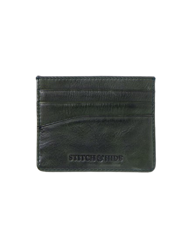 STITCH & HIDE LEATHER CLOVELLY CARD HOLDER PEtrol Green