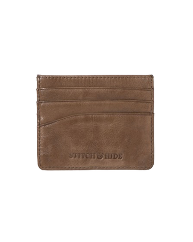 STITCH & HIDE LEATHER CLOVELLY CARD HOLDER Taupe Beige