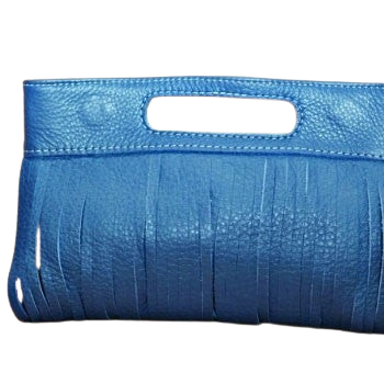 PIGEONHOLE Vanessa Blue Sliced Leather Clutch